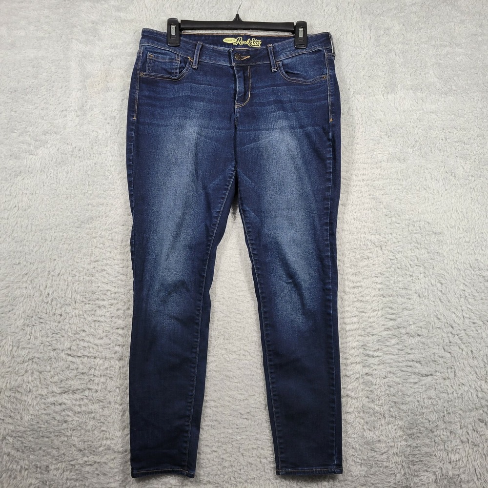 Old Navy Rockstar Jeans Women 12 Blue Skinny Mid Rise Stretch Denim